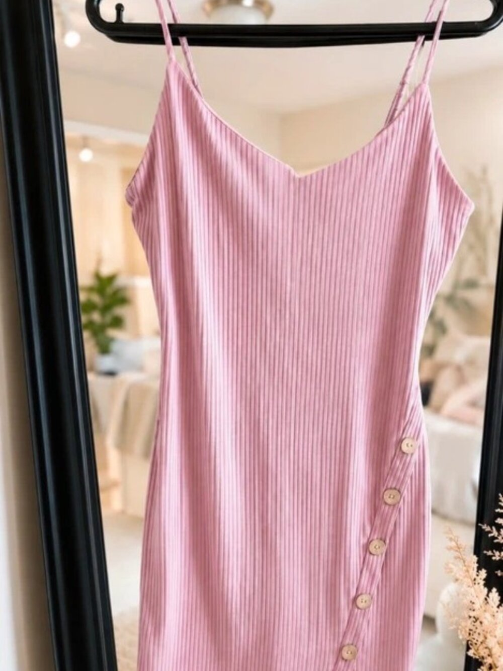 Blush Pink Ribbed Mini Dress